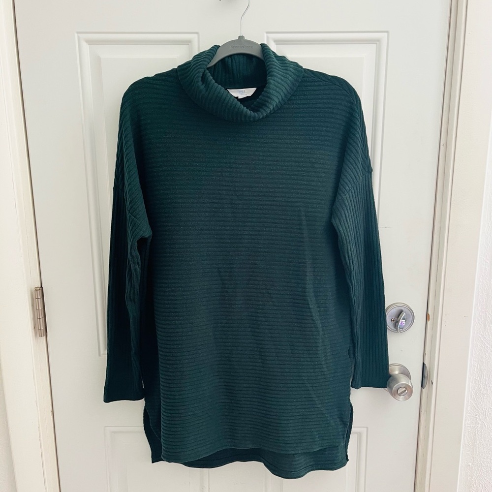 time and tru dark green cowlneck sweater dress size small